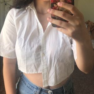 White cotton cropped shirt